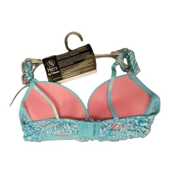 Hers By Herman Womens Blue Padded Adjustable Strap Push Up Bra Size 36C - Picture 7 of 7